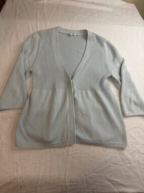 Boden Womens Medium 100% Cotton Knit Cardigan Sweater Blue Open Front One Button